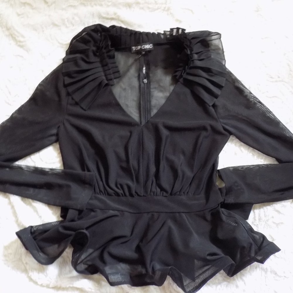 Top Chic Sheer Long Sleeve Blouse